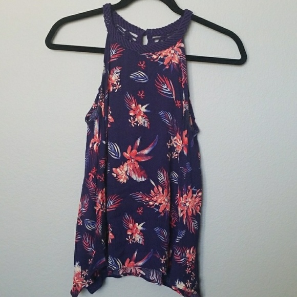 Skies are blue floral halter look top XS - Picture 1 of 6